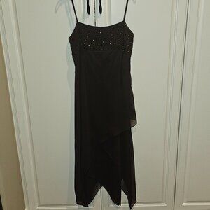 Beaded, Flowy Brown Formal Dress